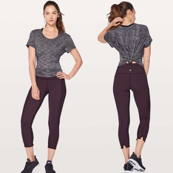 Lululemon on your mark crop leggings in black‎ cherry - Picture 1 of 7